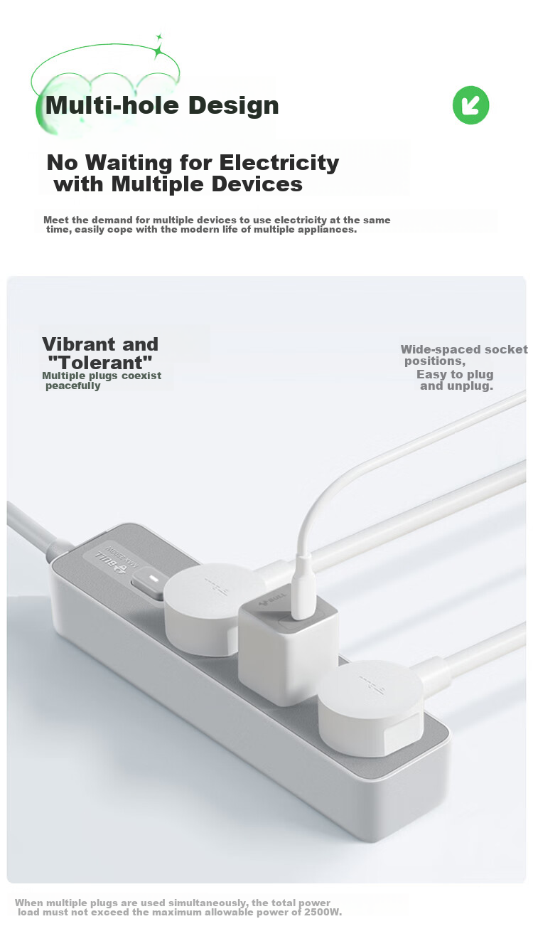 BULL Power Strip / Extension Cord / Power Bar / Multi-Outlet Strip / Surge Protector Z Generation 3 Outlets with Master Switch, 3 Meters Long GN-Z1121J 3