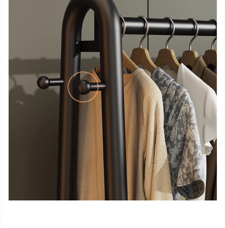 Yixuan Floor Standing Coat Rack Clothes Hanger Movable Bedroom Living Room Drying Storage Rack Black 19