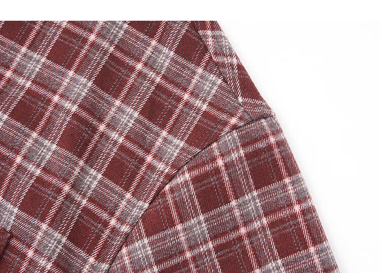Demana [Geometric Aesthetics] Winter Intelligent Commuter Plaid Lapel Shirt with Patch Pocket Loose Long Sleeve Blouse for Women 2