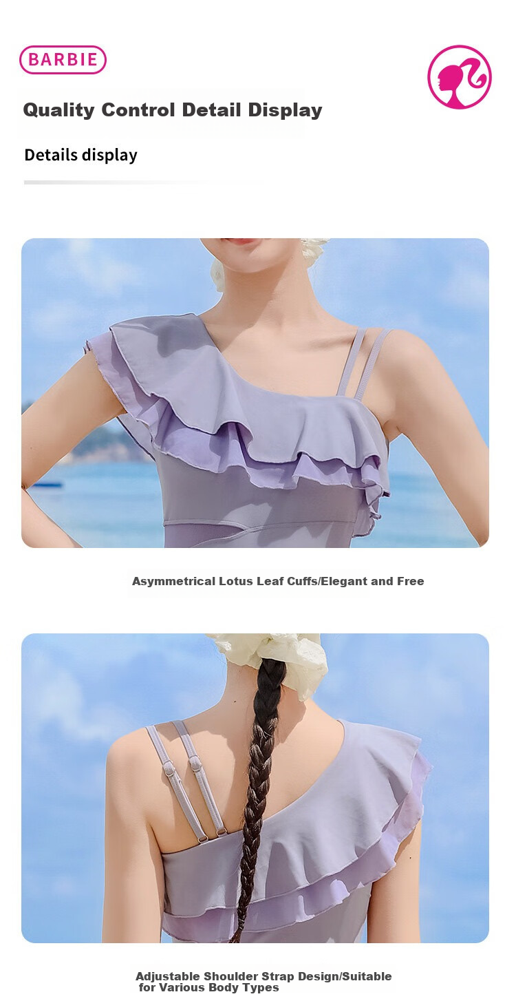 Barbie One-Piece Spaghetti Strap Swimsuit for Women, Sexy Plus Size, Slimming, Beach Vacation Surfing Swimwear 10