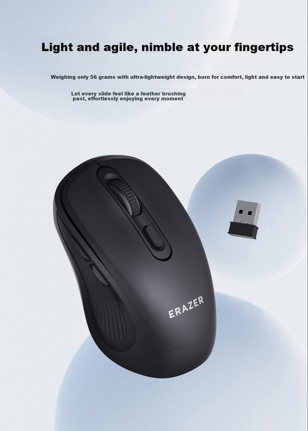 Lenovo Invests in Brand Yinengzhe Wireless Mouse for Home And Office Use, Compatible with Desktop/Xiaomi/Rescue Laptop, Plug-And Wireless Mouse, Sea Salt White N300 4