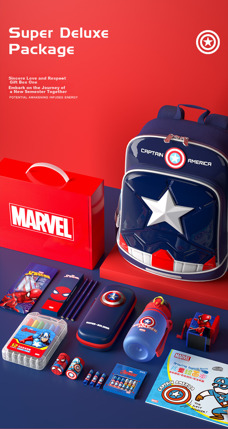 Disney Stationery Set, Marvel Children's School Bag And Stationery Gift Box, 41-Piece Set, Study Supplies, Birthday Gifts for Boys, Kindergarten Graduation Gifts, Group Purchase Discounts 3