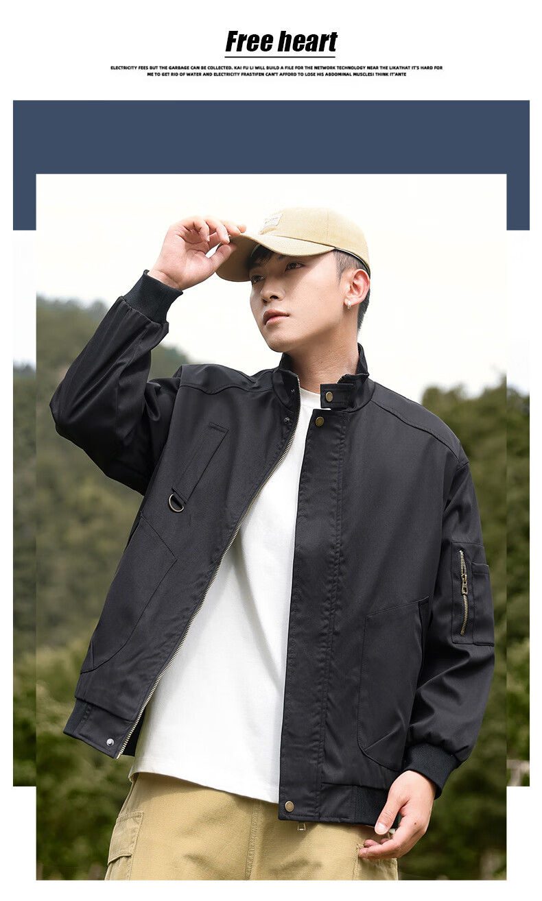 EASTERN CAMEL Men's Jacket, Spring And Autumn Casual Versatile Workwear, Pilot Stand-Collar Outdoor Fashion Coat, Men's Outerwear, Army Green, XL 1