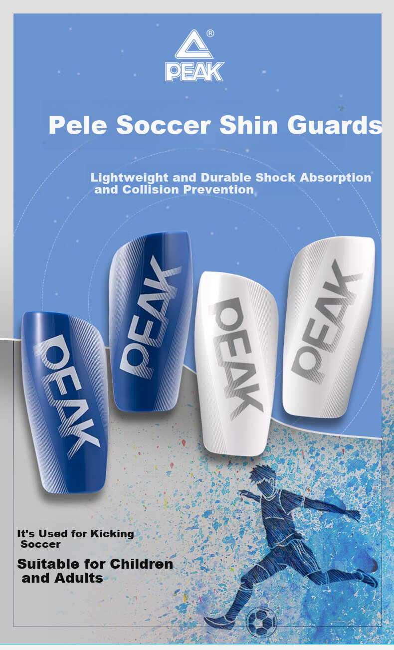 PEAK Soccer Shin Guards with Socks, Professional Adult And Children's Football Training And Match Equipment, Insert-Type Blue Size S 1