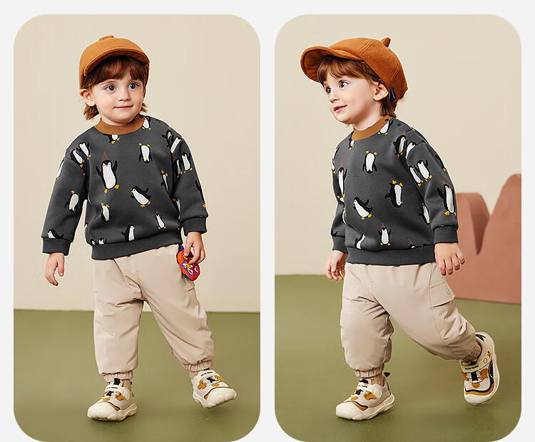 Minibala Kids Boys Girls Baby Fleece-Lined Soft Skin-Friendly Long Sleeve Sweatshirt Autumn Winter 2025 5