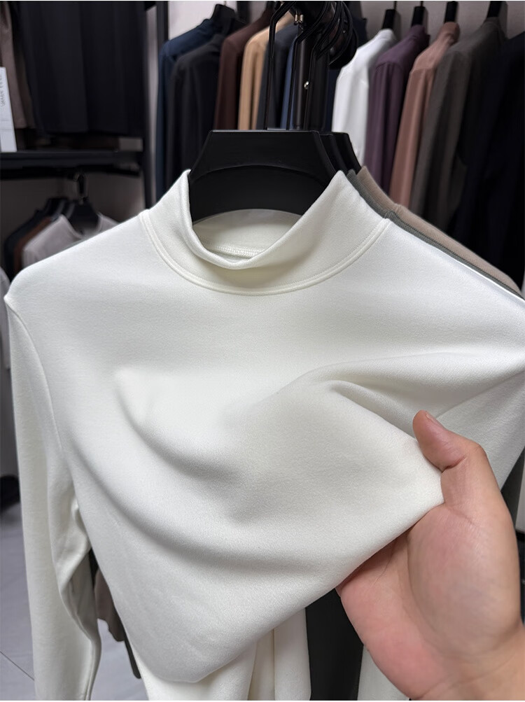 Caramella Men's Thermal Top Men's German Velvet Autumn Winter Half High Collar Inner Wear 2025 New Thickened Long Sleeve T-Shirt Base Shirt Men 2
