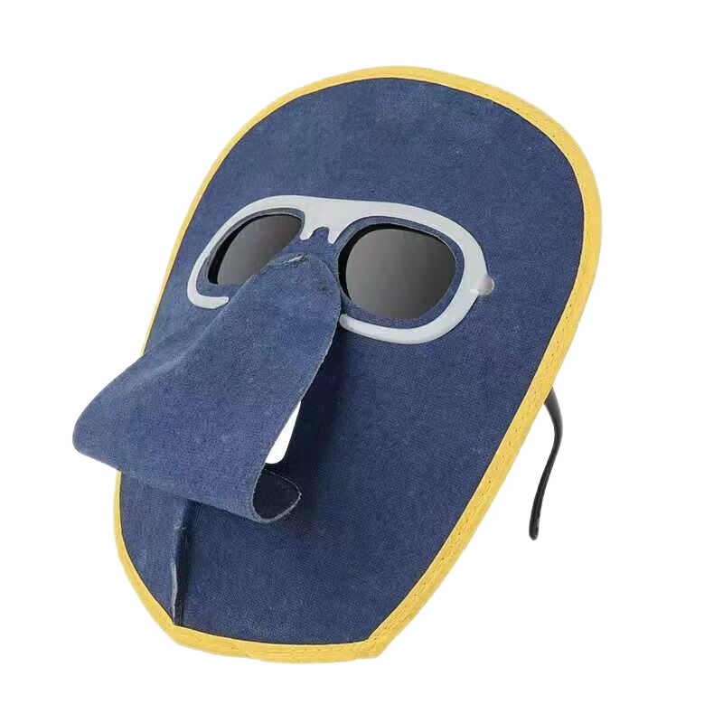 Anxiaoxia Electric Welding Helmet Protective Face Shield Argon Arc Welding Cap Lightweight Leather Face Cover with Three Black Lenses and Strap