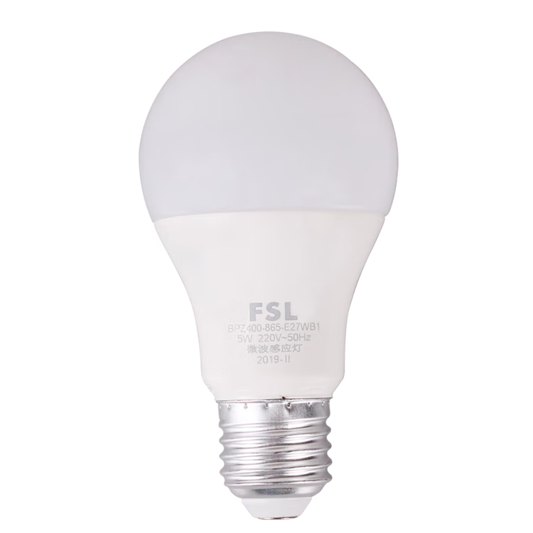 FSL Foshan Lighting A60 LED Bulb 5W E27 Large Screw Base White Light 5.8G Microwave Sensor Full Off 6500K