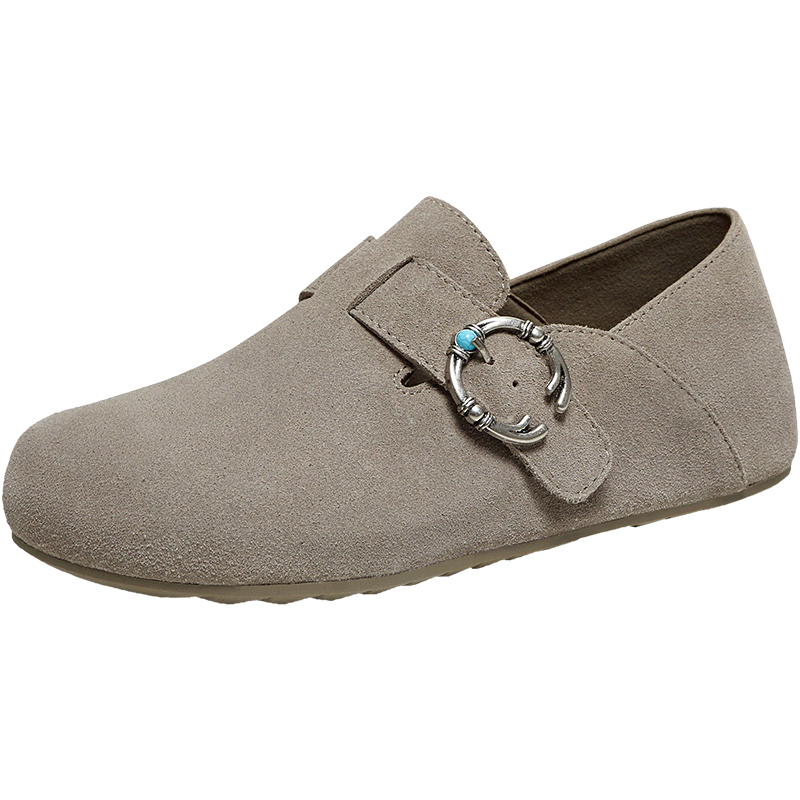 TATA Women's Retro Birkenstock Style Shoes Spring Casual Thick Sole Outdoor Slippers Mules Gray Size 37