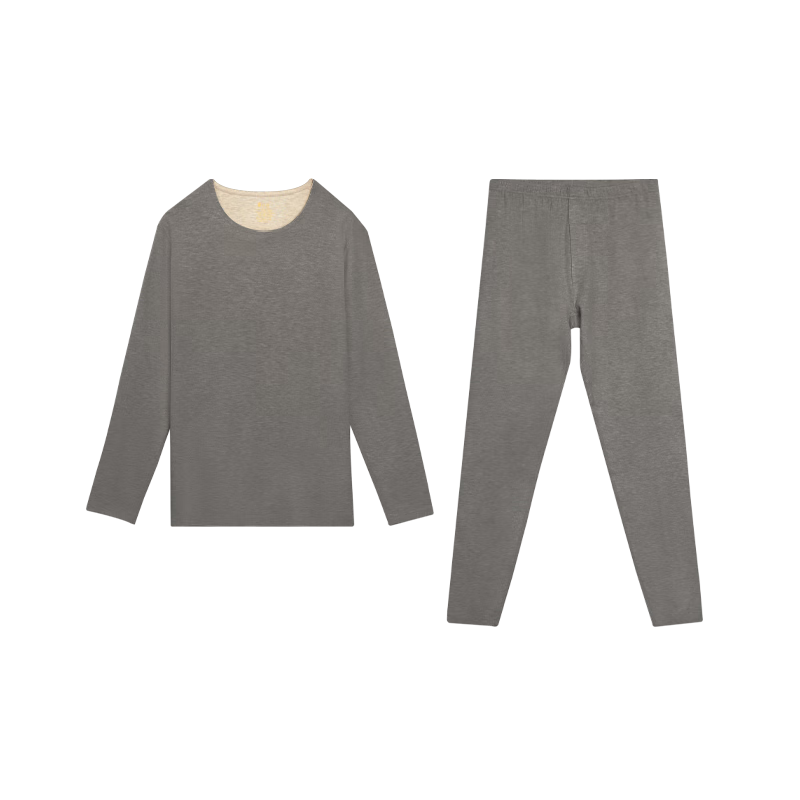 Hodo Home Seamless Thermal Underwear Set for Men Autumn Winter Color-Spun Fleece with Cashmere and Mulberry Silk