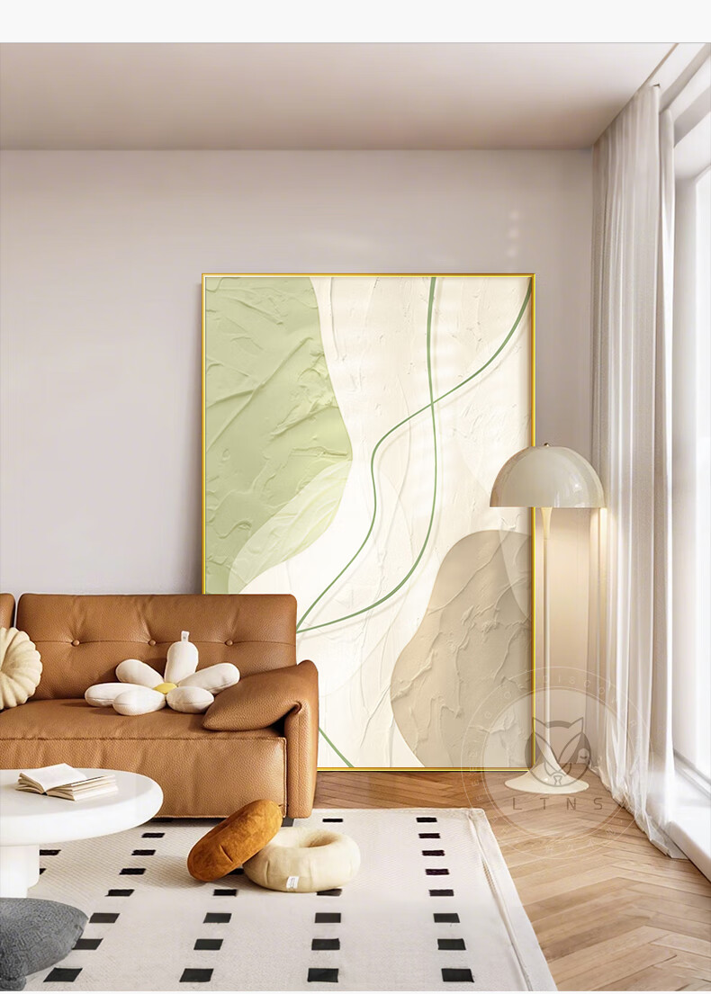 Haojiubujian Stone Fortune-Bringing Living Room Decorative Painting, Modern Minimalist Sofa Background Wall Floor Painting, Elegant Entrance Hallway Hanging Picture 4