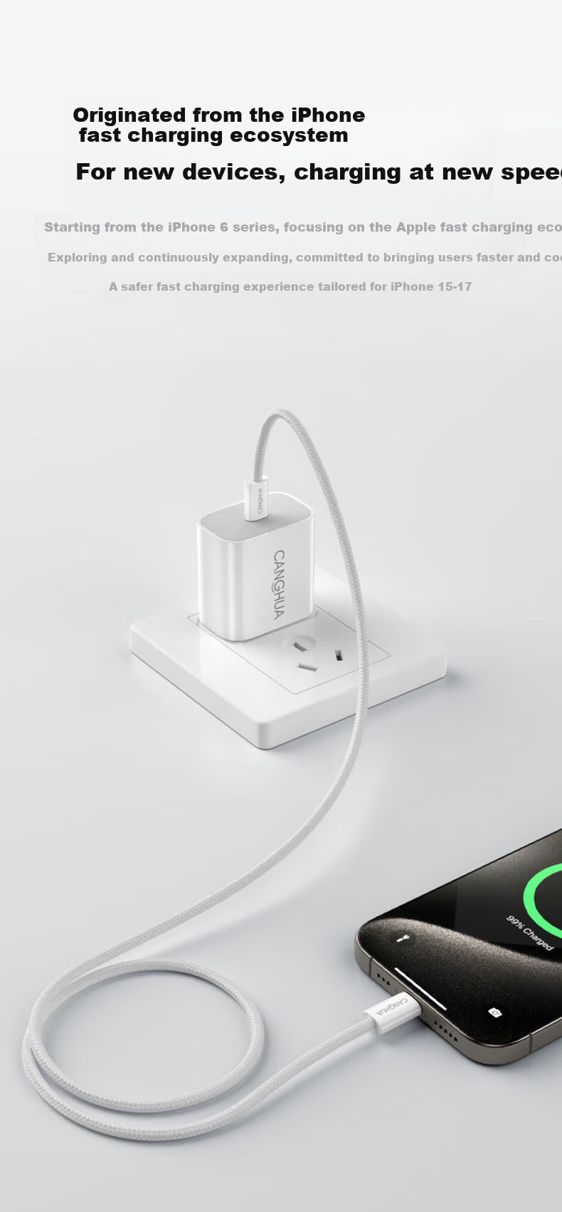 CangHua [Car Spring Retractable] Compatible with Apple IPhone 18/17/16/15 Charging Cable, Dual-Head Type-C Data Cable, PD60W Fast Charging, Ctoc Phone Car Carplay 3