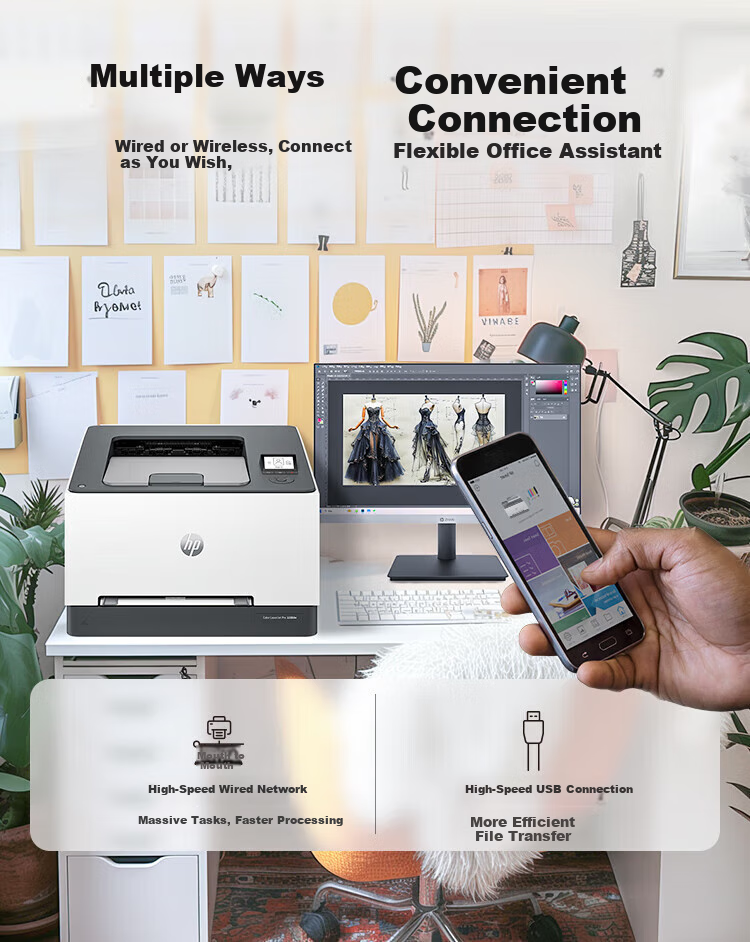 HP 3288dn A4 Color Laser Printer, Automatic Duplex Printing, 25 Pages Per Minute High-Speed Printing, Wired Network Connection, Compatible with Domestic Operating Systems 4