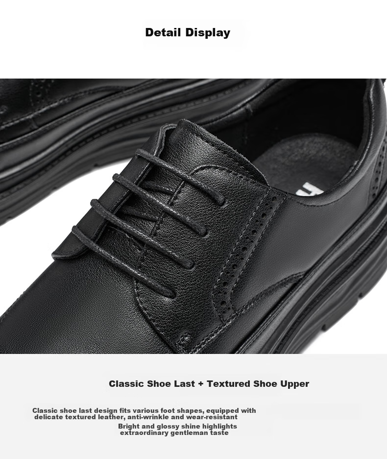 HLA Men's Leather Shoes, Retro Carved Breathable Business Leather Shoes HAAPXM2EAV107, Black Perforated Style, Size 38 9