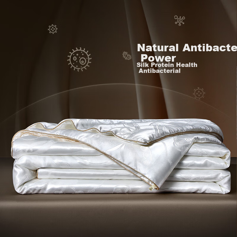FUANNA Silk Quilt, 100% Mulberry Silk, Double-Sided Summer Cooling Comforter, Single Air Conditioning Blanket, Thin Summer Quilt, 2.2 Jin (1.1 Kg), 152x210cm