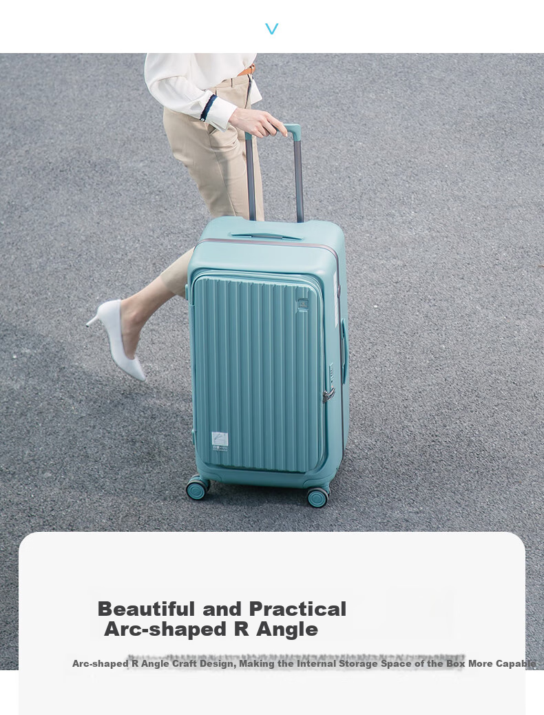 CROWN Side-Opening Suitcase, Aluminum Frame, Large Capacity, Summer Travel Luggage, 5292, Blue, 28 Inches, Requires Check-I 5