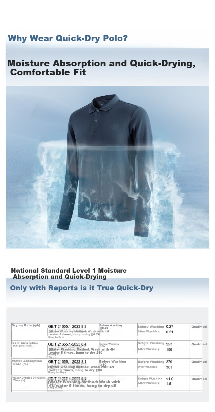 JD Original Autumn Sports Casual Long-Sleeve Outdoor T-Shirt for Men POLO Simple Sun Protection Quick-Dry Top Light Mist Gray M 3