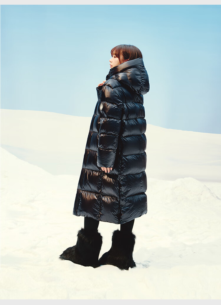 JD Original [Black Gold Series] Imported White Goose down Short down Jacket for Women, Winter Coat, Obsidian Black, XL 13