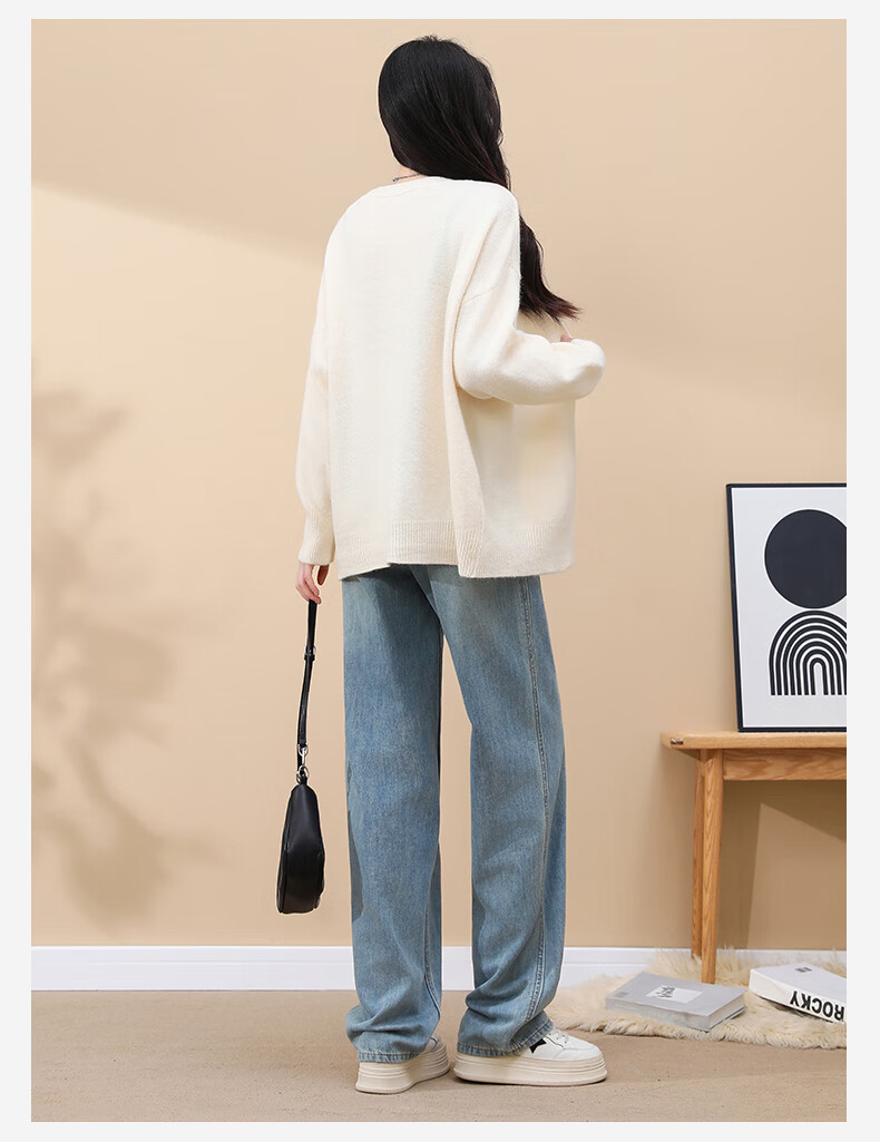 Yishangmei Women's Knitted Cardigan Autumn Winter 2025 New Lightweight V-Neck Sweater Petite Loose Lazy Style Jacket 3
