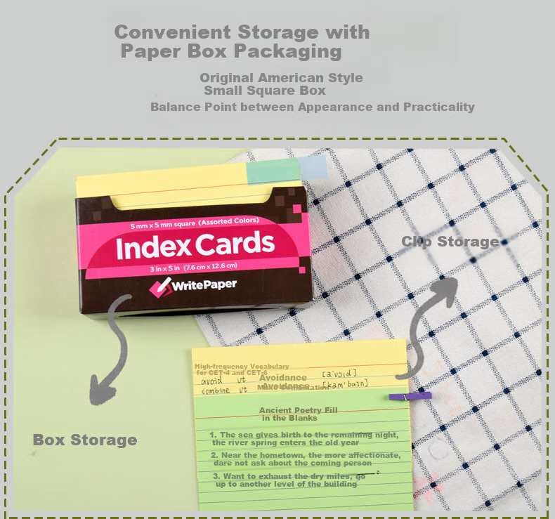 KAISA [Best-Selling Online] Four-Color Index Cards, 180 Sheets, Non-Sticky Office Cardstock, Sticky Notes, Colorful Vocabulary Cards, Memo Pads 7
