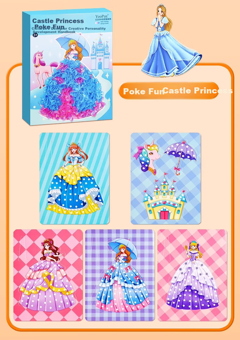 Lankupa Princess Sticker Book, Quiet Craft DIY Dress-Up Stickers, Drawing Toy for Girls Aged 3-6, Mid-Autumn Festival Gift 19