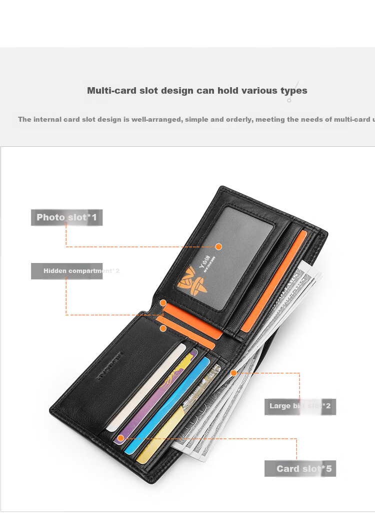 MEXICAN Wallet, Men's Lambskin Billfold, Short Crossbody Style, Multiple Card Slots, High-End Gift Box, Birthday Present for Men And Fathers 9