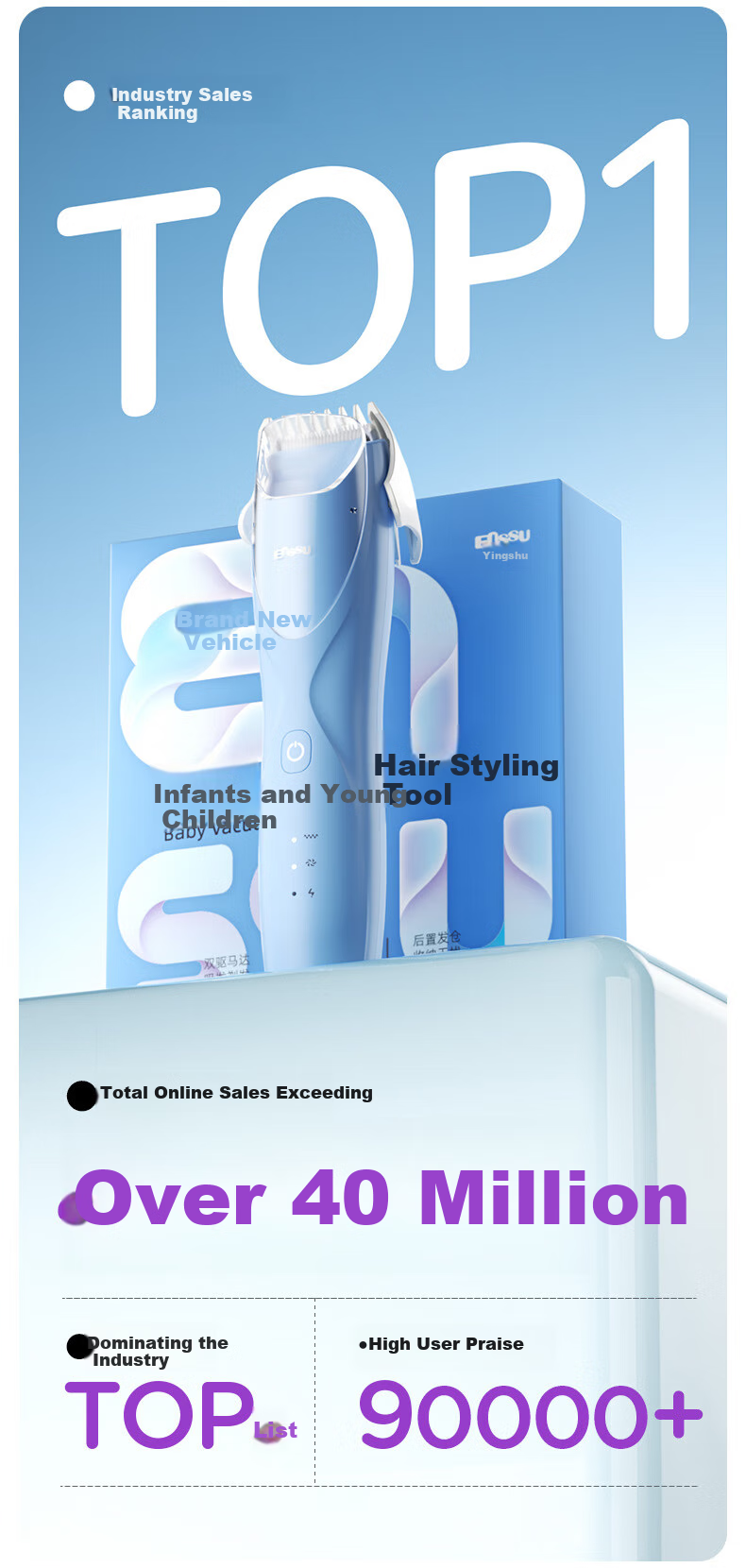 Enssu Baby Hair Clipper with Automatic Hair Suction, Quiet Operation, Electric Trimmer for Children And Toddlers 1