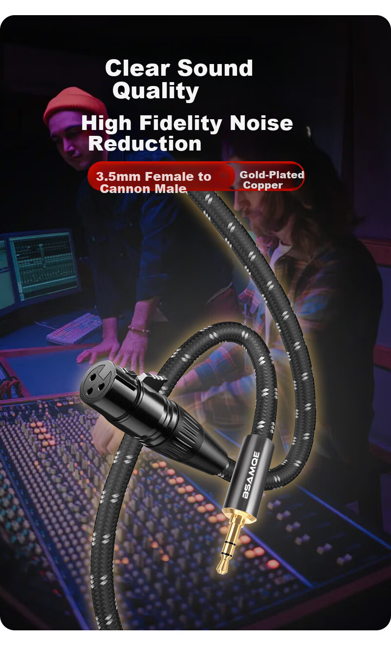 Beishanque 3.5mm to XLR Female Audio Cable AUX Connector for XLR Balanced Cable, Phone Computer Amplifier Speaker Microphone Mixer Connection, 1 Meter BSQ-K083 1