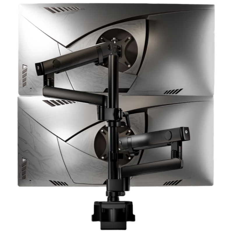 Brateck Beihu Dual-Screen Monitor Stand, Upper And Lower Dual-Screen Mechanical Arm One-To Inverted Hanging Computer Stand Multi-Screen Expansion Desktop Clip-On Riser Base E500pd-2