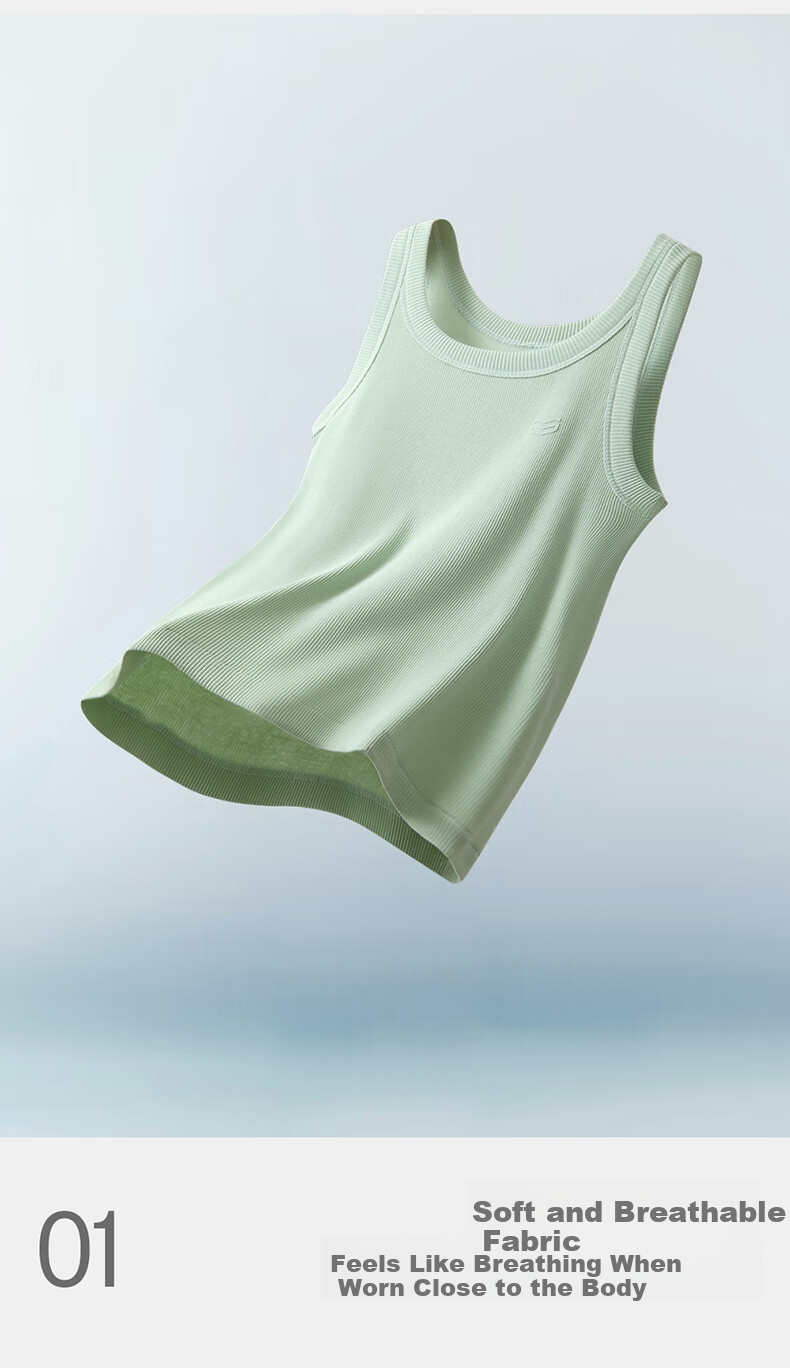 THREEGUN Women's Cotton Camisole Tank Top, Ribbed Slim-Fit Undershirt, Sexy Inner Wear, Seamless Integrated Knit, 2-Piece Set 5