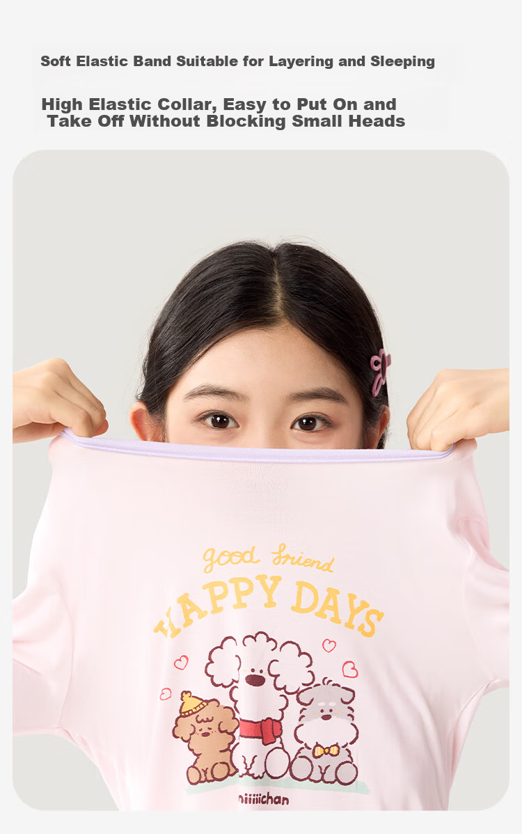 Jiusuiban Miiichi Children's Thermal Underwear, Girls' Autumn And Winter High-Elastic Thin Pajama Set, Base Layer Cotton Sweater Pants 6