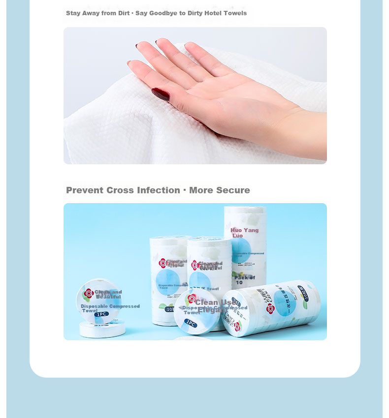 Grace Extra Large Travel Disposable Compressed Towels, 10 Pack, Portable Individually Wrapped, Pearl Pattern, Dual-Use for Wet And Dry Hair Washing And Face Cleaning 3