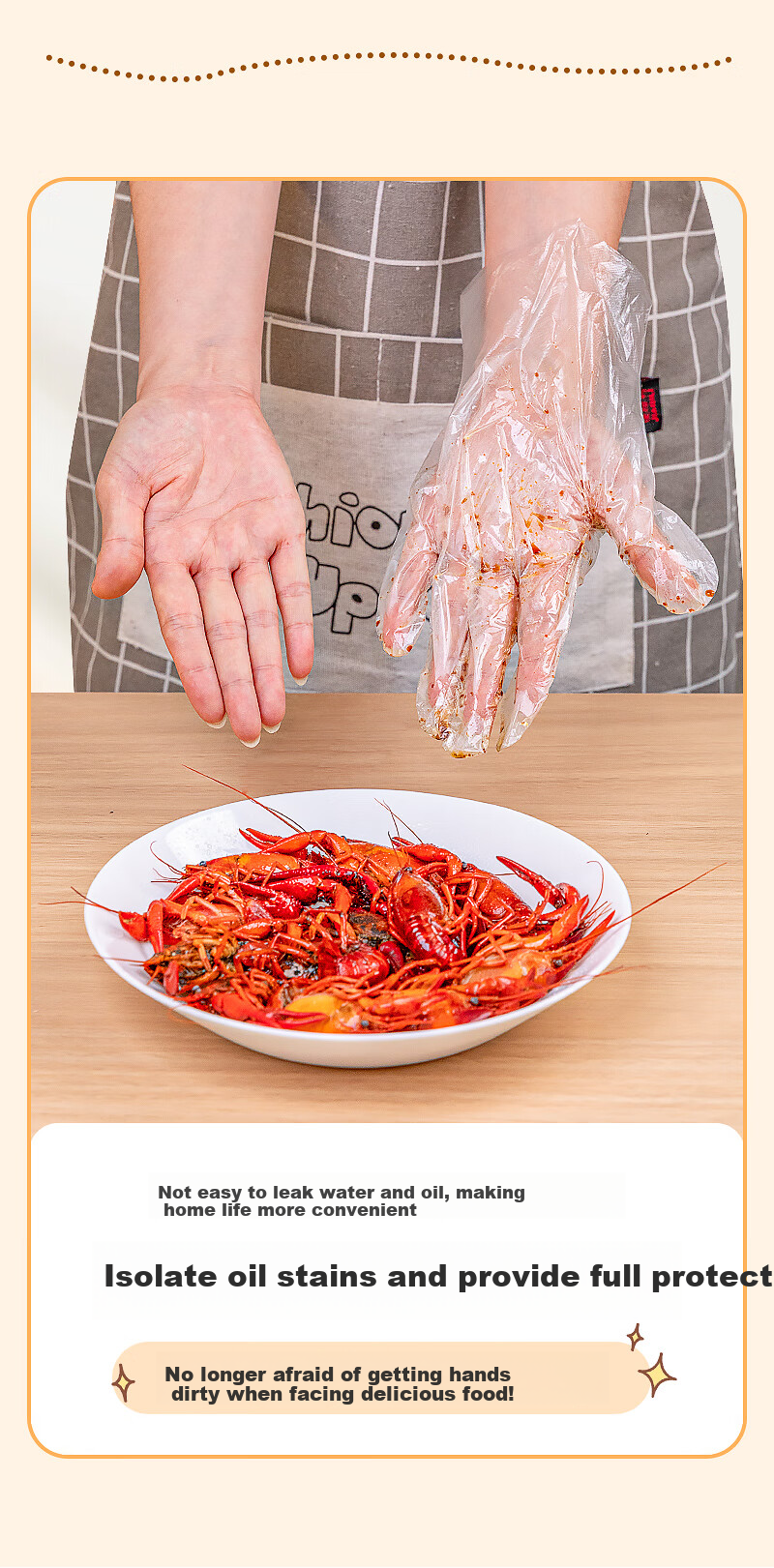 Temeiju Disposable Gloves, Food-Grade, 100 Pieces, Extra Thick, Transparent Plastic, Thickened for Kitchen, Dishwashing And Catering 4