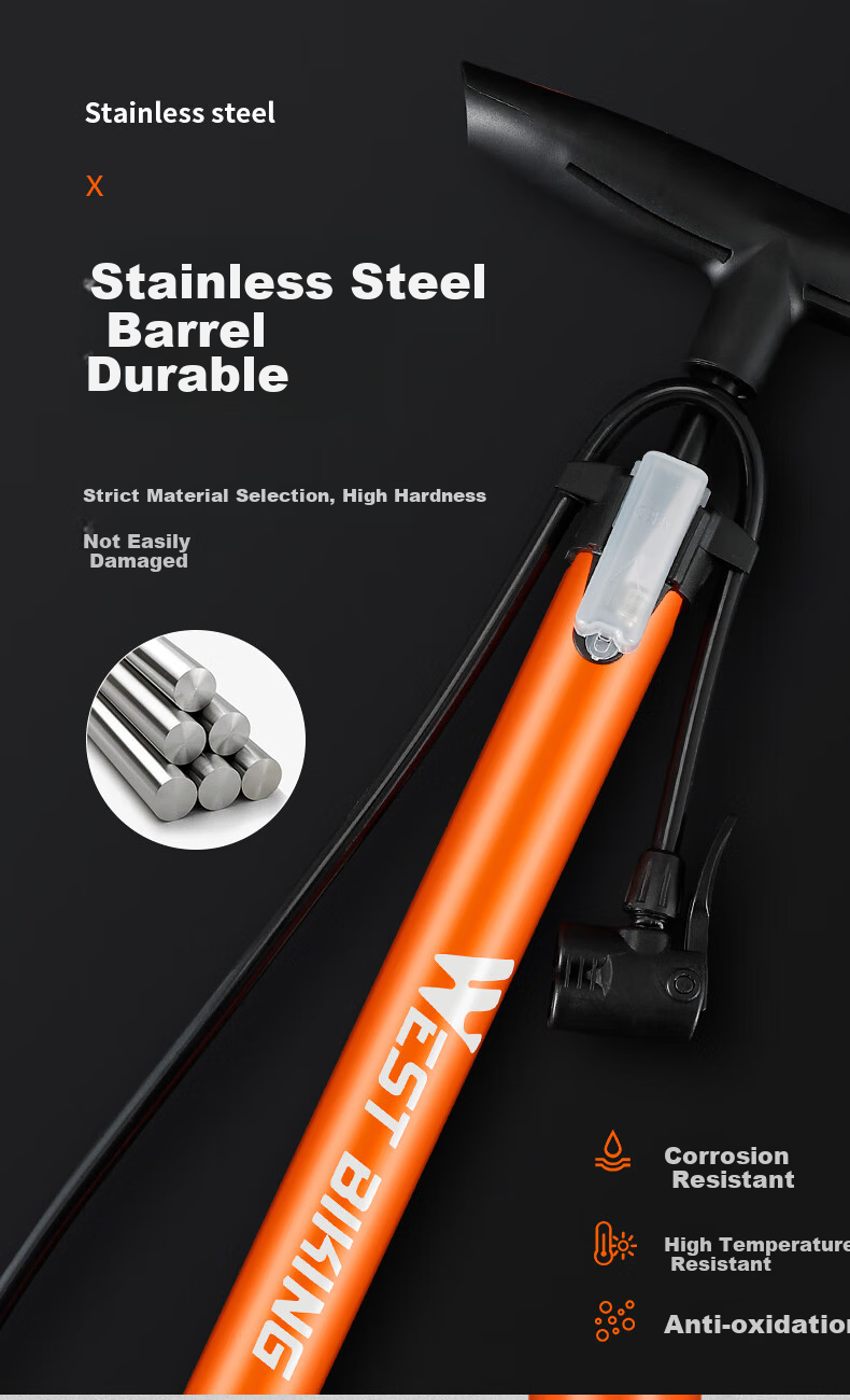 WestBiking Bicycle Pump, High-Pressure Air Compressor for Home Use, Electric Car, Basketball, Universal Portable Inflator 3