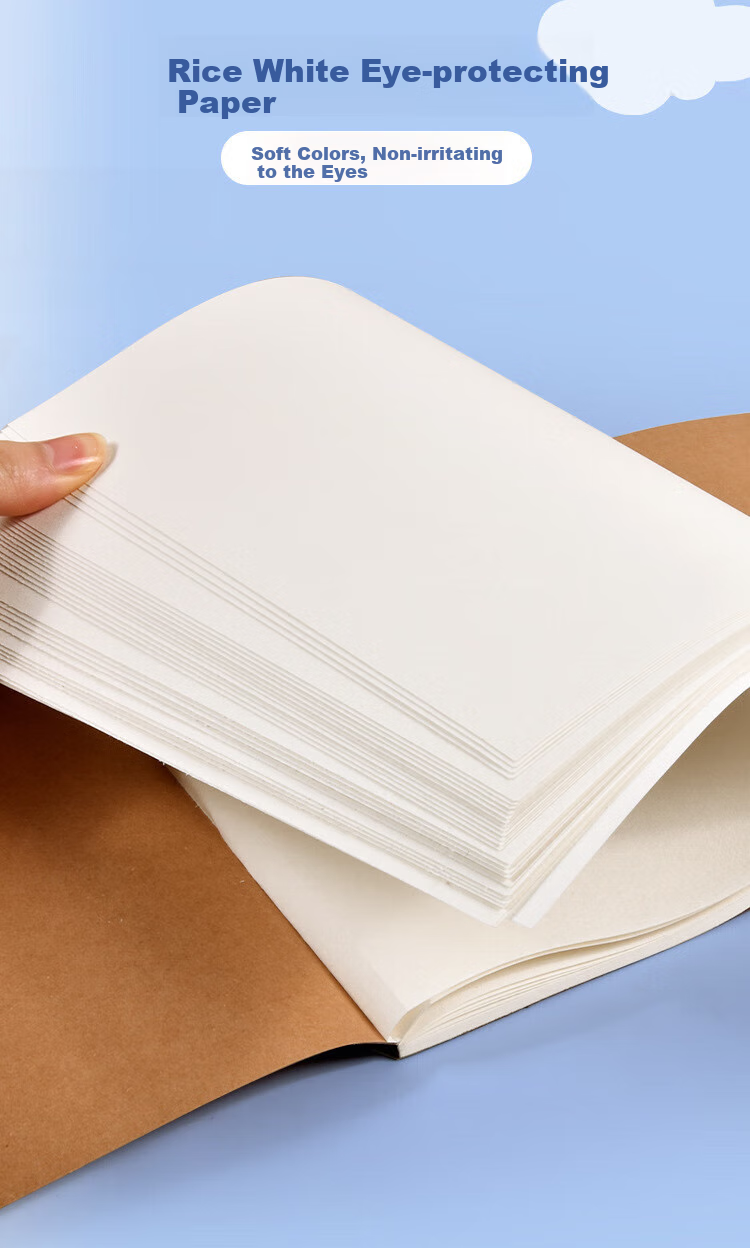BOJIAO Children's A4 Sketchbook, Glue-Bound Kraft Paper, Thick Drawing Pad, Kindergarten And Elementary School Student Art Paper, Doodle Book, A4 Size [50 Sheets/book] Pack of 4 4
