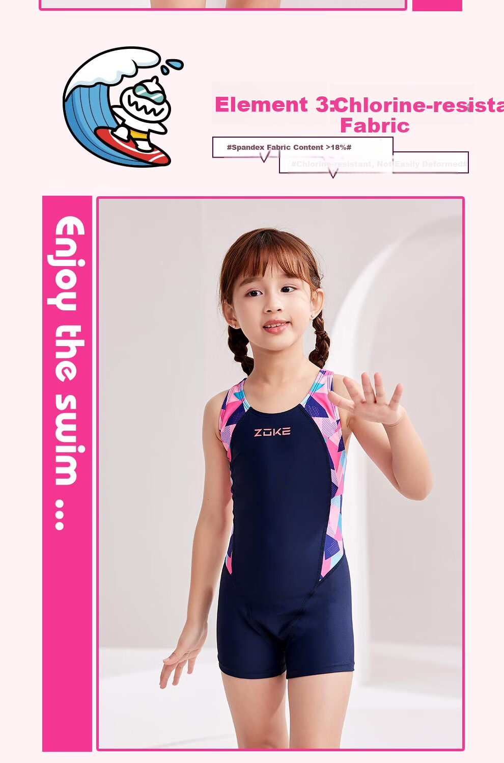 ZOKE Girls' One-Piece Swimsuit, Square Leg, for Older Children And Teenagers, Professional Swimming Costume, 124604418, Purple-Blue Size 16 3