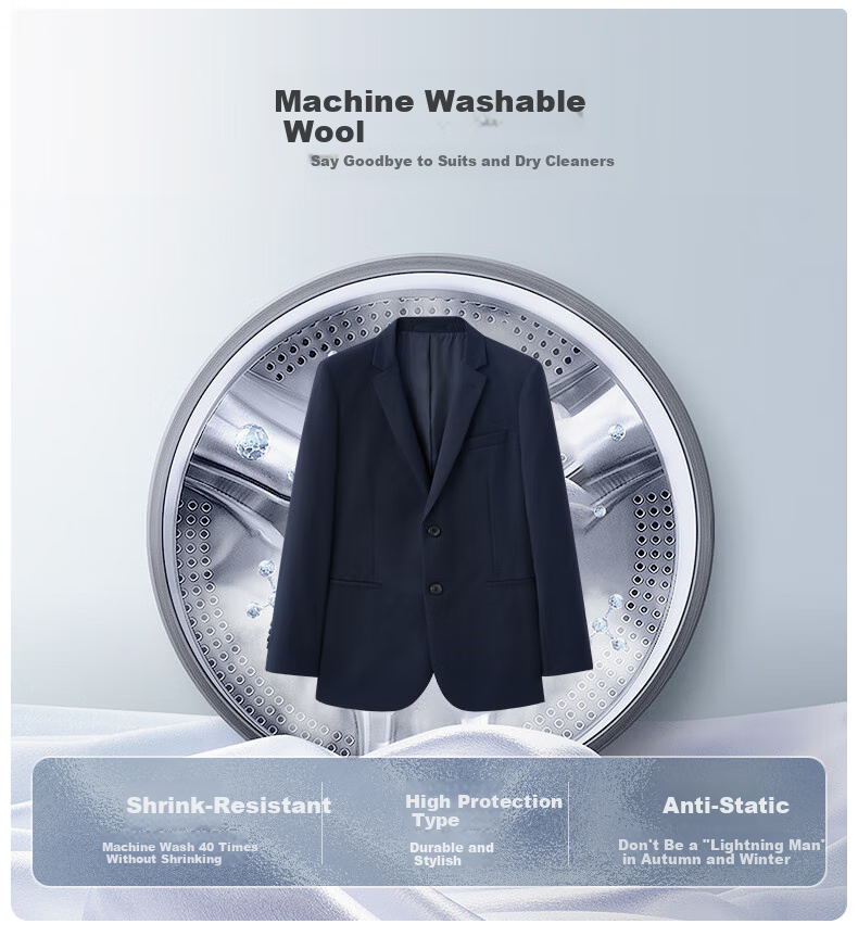 Goldlion [Machine Washable Wool/anti-Static] Men's Business Suit Jacket, High-End Version, Cool Style, Navy Blue, Size 48A 4
