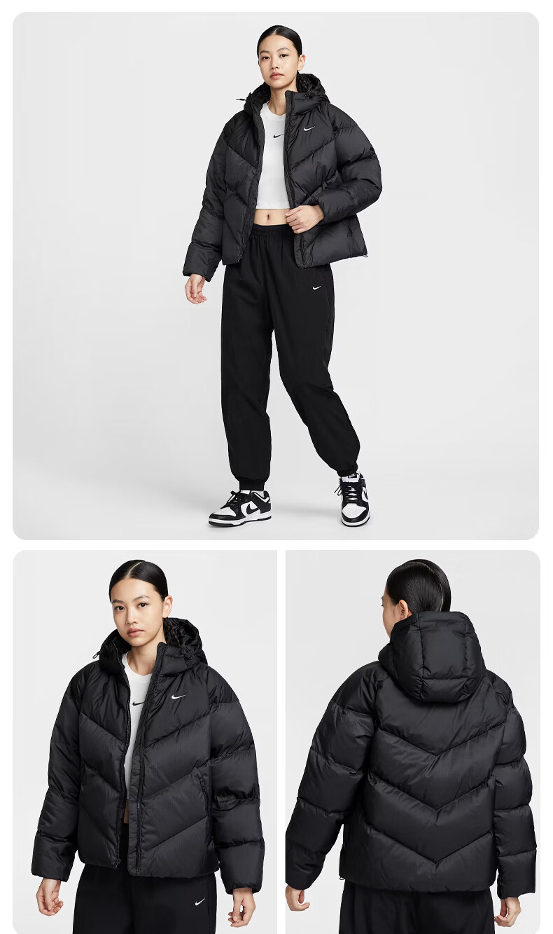NIKE Women's Winter Short Hooded down Jacket, Warm for Winter, New Puffer Coat HV5236-010 Pink XL 3