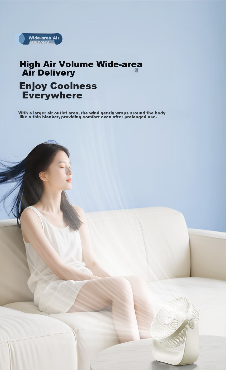 BULL USB Desktop Fan, [3C Certified], Mini Quiet Electric Fan, 4000mAh Long Battery Life, Wall-Mounted And Stand-Up Dual-Use Rechargeable Model - Milk Cloud White 4