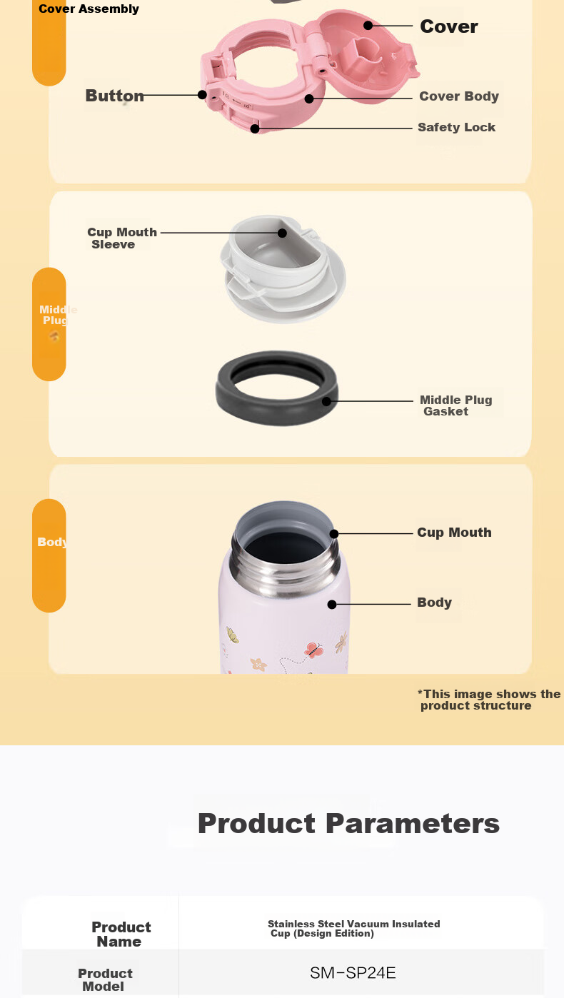 ZO JIRUSHI Portable Mini Insulated Cup, 304 Stainless Steel Water Bottle for Men And Women, Students, Gift, 240ml SP24 9