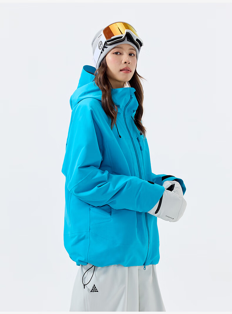Nanend Skyline Unisex 3L Waterproof Arc Ski Jacket Cream Blue XS 39