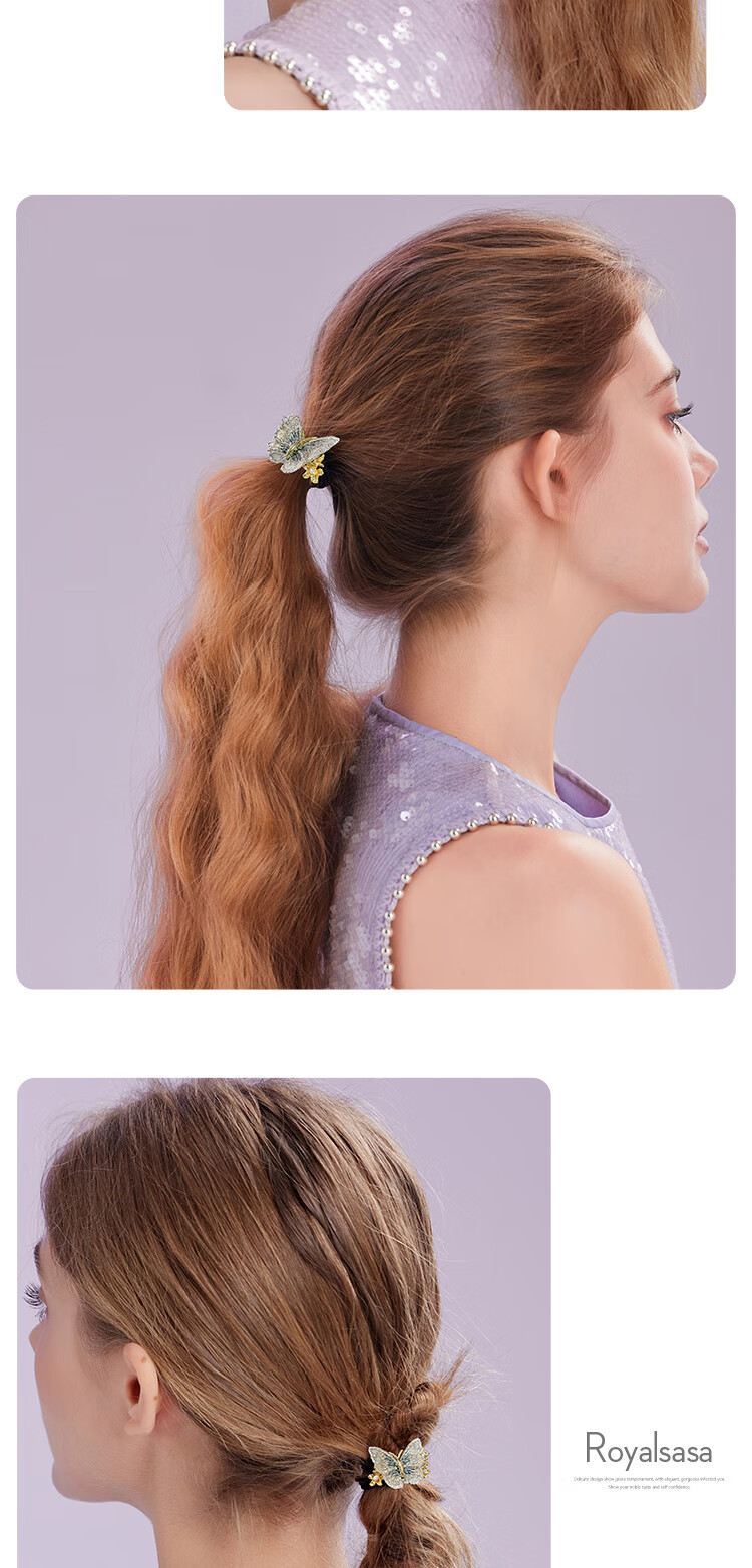Royal Sasa Fresh Butterfly Hair Tie Hair Accessory Sweet Ponytail Elastic Hair Band Hair Flower 3