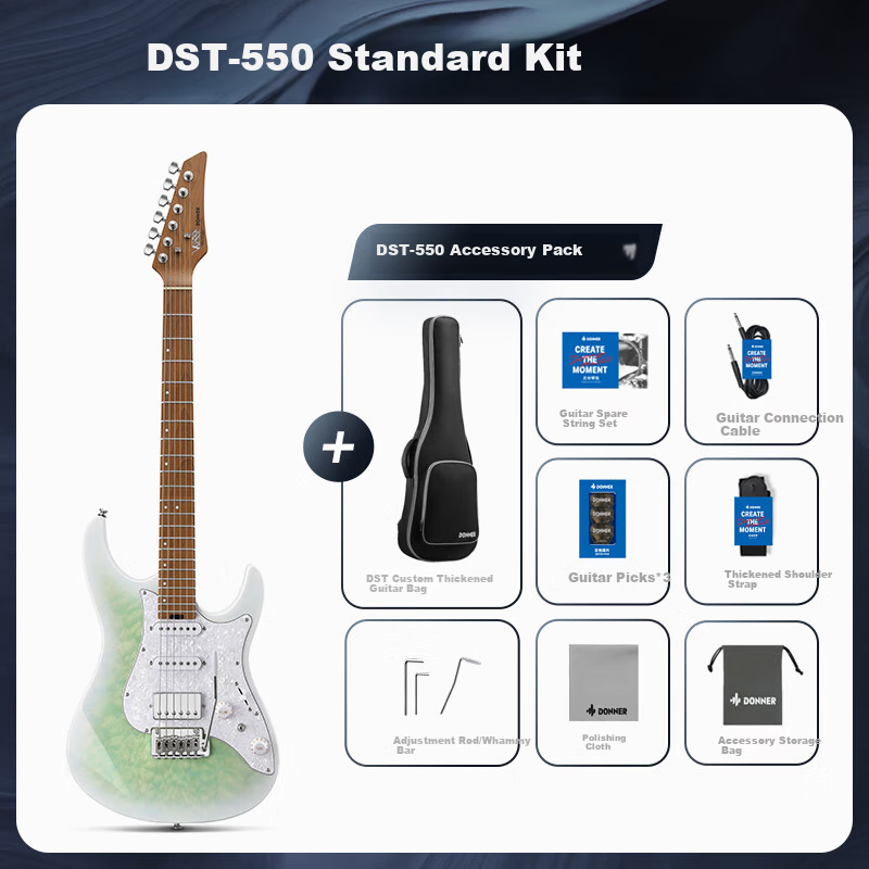DONNER DST 550 Electric Guitar for Beginners, Intermediate And Advanced Adult Male And Female Students, Electronic Guitar for Rock Music, Turquoise