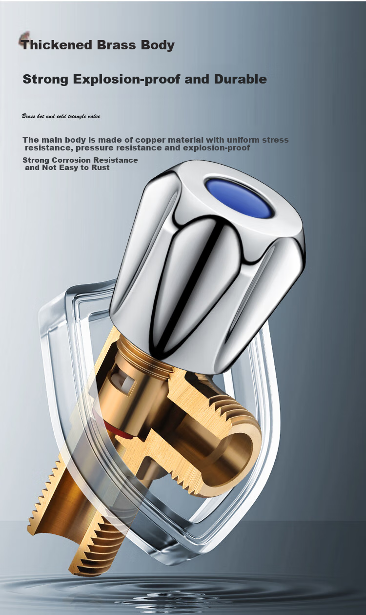 Larsd Thickened Angle Valve, High Flow Cold And Hot Water Quick-Open Triangle Valve, Eight-Shaped Valve, Stop Valve, 1/2 Inch Inlet And Outlet LD112C 5
