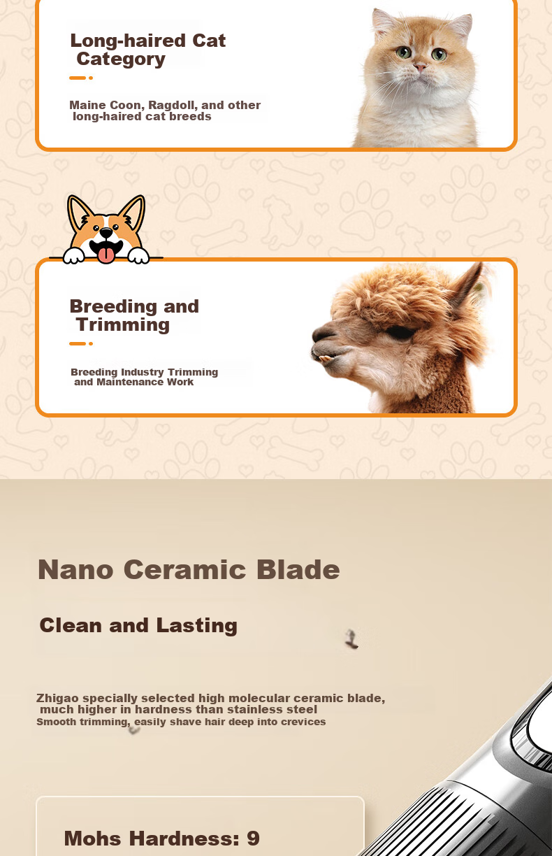 CHIGO Dog Electric Hair Clipper, Pet Grooming Tool, Hair Trimmer, Beauty Styling Pet Cat Hair Clipper, Paw Hair Trimmer, Hair Pusher F858A Graduation Gift 7