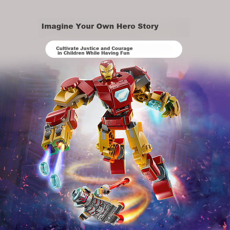 LEGO Superhero 76307 Iron Man Mech Battle, Creative Toys for Boys And Girls, Children's Birthday Gift
