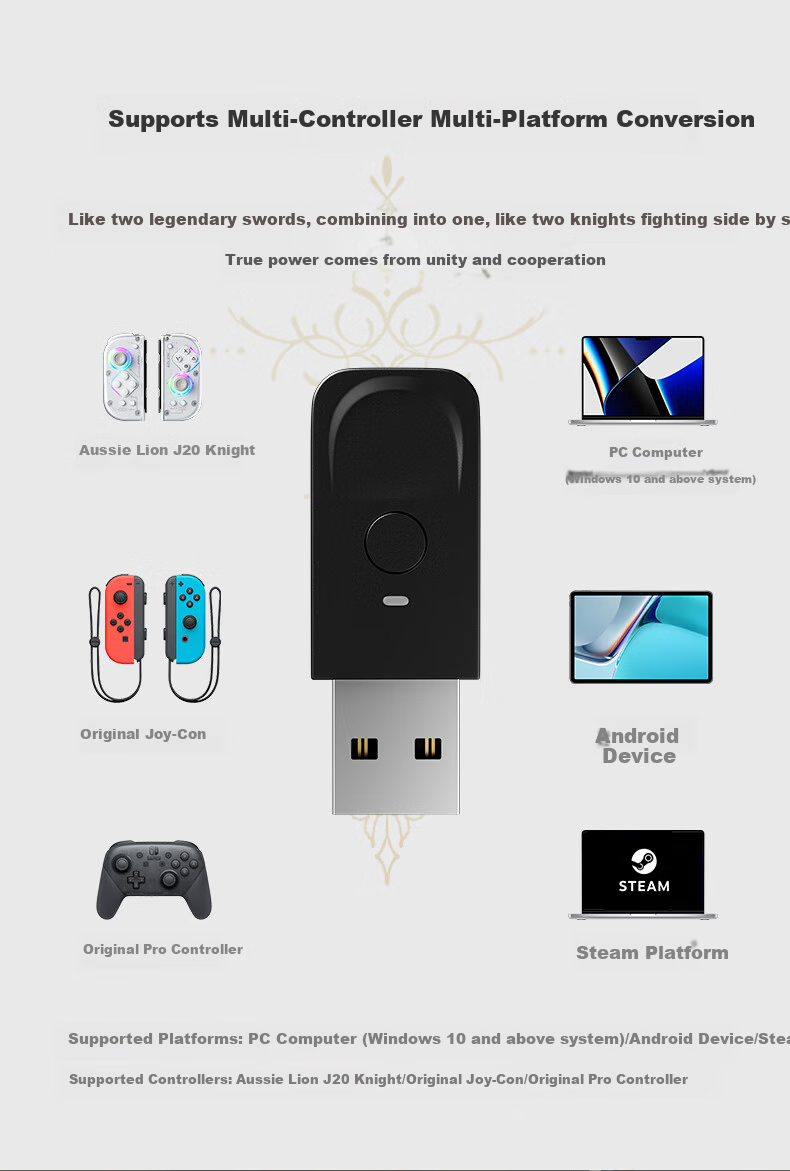 Aolion J20Pro Knight Switch Controller JoyCon Split Controller HD Vibration NS2 Wireless Bluetooth Macro Programming Pokémon ZA Mario Party NFC Left and Right Game Controller 9