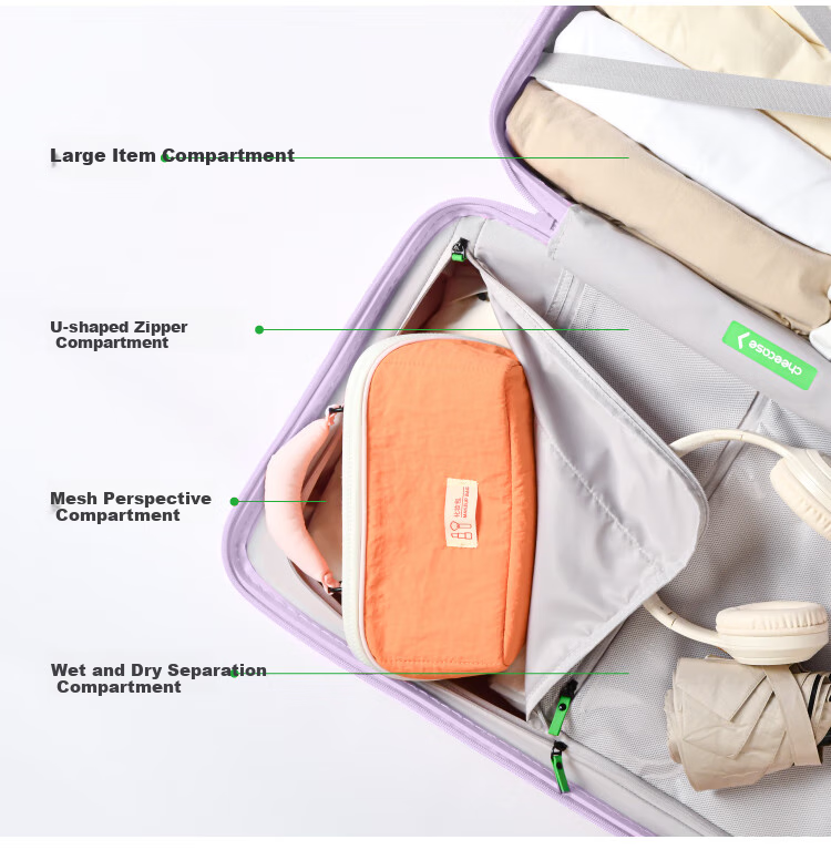 Bromen Bags Large Capacity Suitcase, Trolley Case, Travel Luggage, Password Lock, Check-In Case, 22 Plus, Purple 32