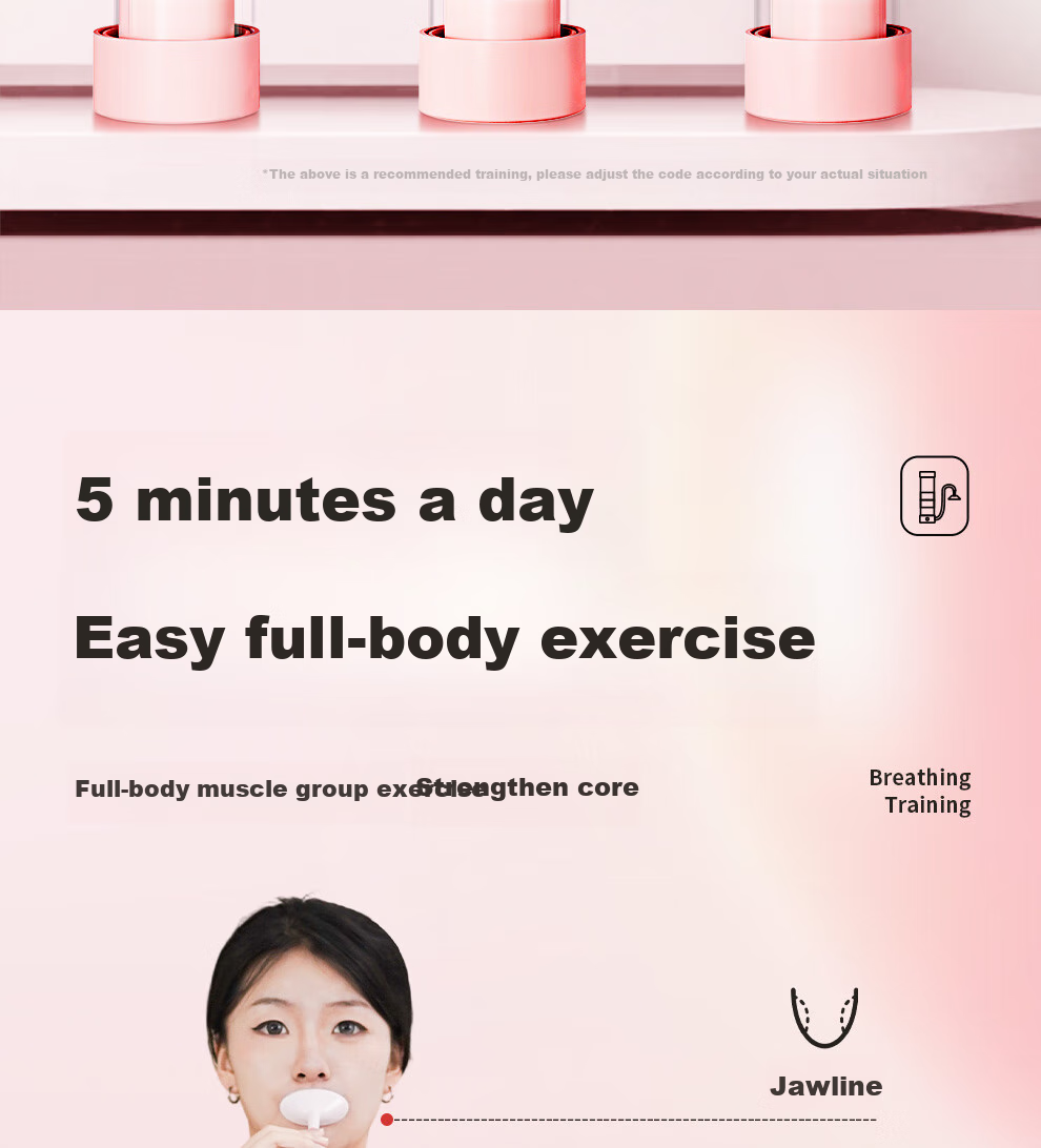 Mdikawe Breath Dumbbell Weight, Middle School Entrance Exam Abdominal Trainer, Lung Capacity Vest, Face Slimming Core Exercise Fitness Equipment, Pink 4