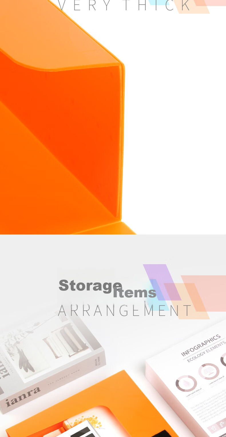 SUNWOOD Plato Series Color File Box/document Box/folder storage Box/categorization Document Box, A4/55mm, Orange, FBE4007 5